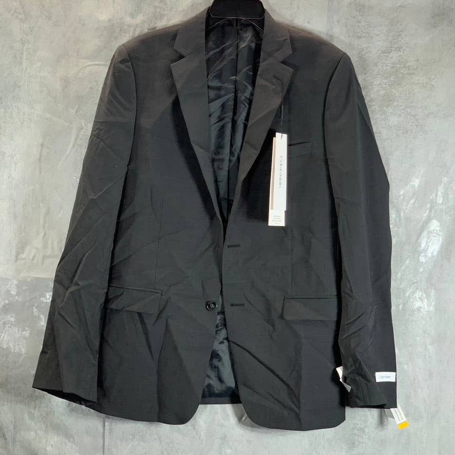 CALVIN KLEIN Men's Charcoal Long Skinny-Fit Two-Button Suit Jacket SZ 42L