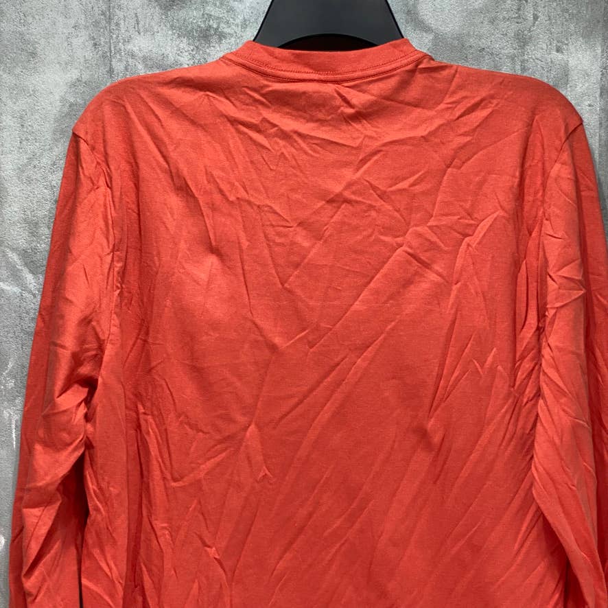 CLUB ROOM Grapefruit Red Long Sleeve Solid Crewneck Shirt SZ M