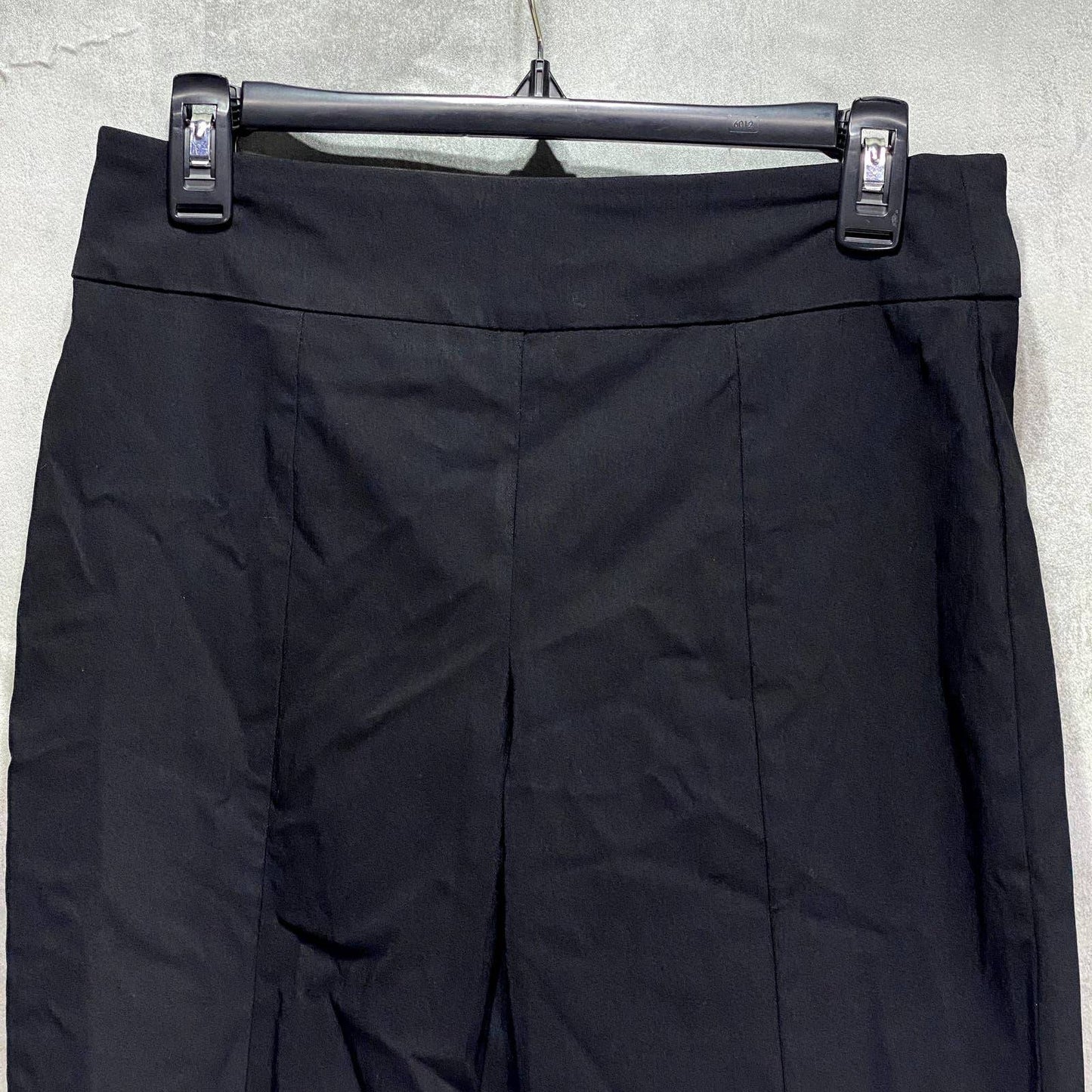 JM COLLECTION Petite Solid Black Split-Hem Tummy Control Pull-On Capri Pants SZ P/M