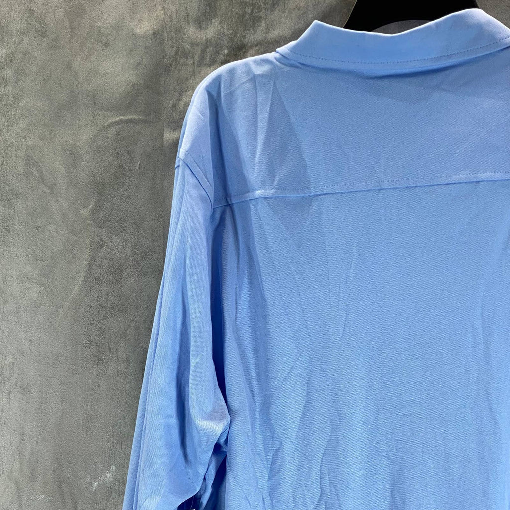 ALFANI Men's Pale Ink Blue Regular-Fit Cotton Birdseye Button-Up Shirt SZ XXL