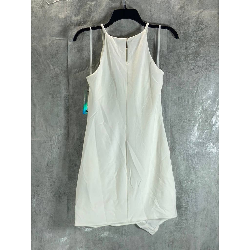 BCX DRESSES Juniors' Off-White Halter Asymmetrical Rhinestone Hem Dress SZ L