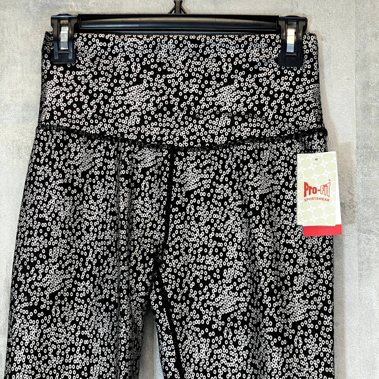 PRO-FIT Women's Silver Metallic Printed Lightweight High-Rise Pull-On Leggings SZ M
