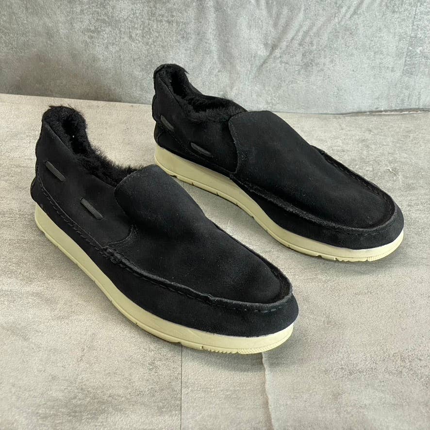 SPERRY Women's Black Suede Moc-Sider Faux-Fur Water-Resistant Slip-On Shoes SZ 7