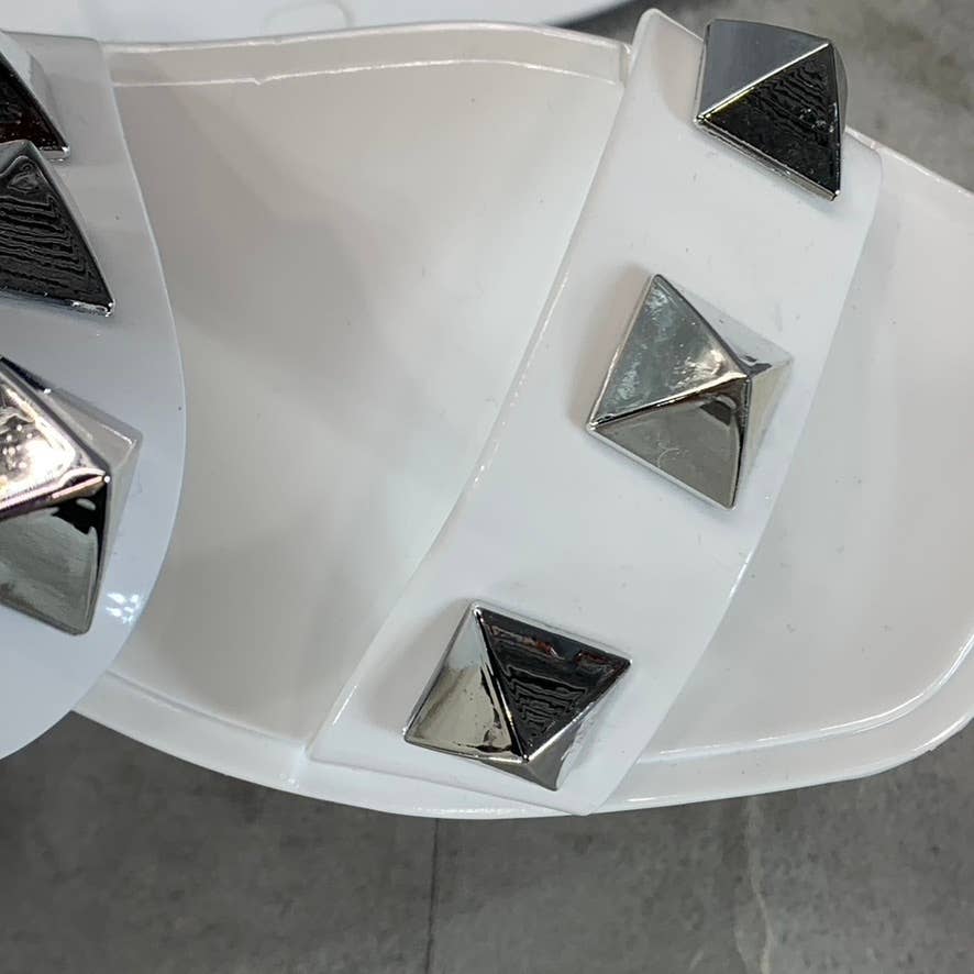 STEVEN NEW YORK Women's White Aleena Studded Square-Toe Sandals SZ 6