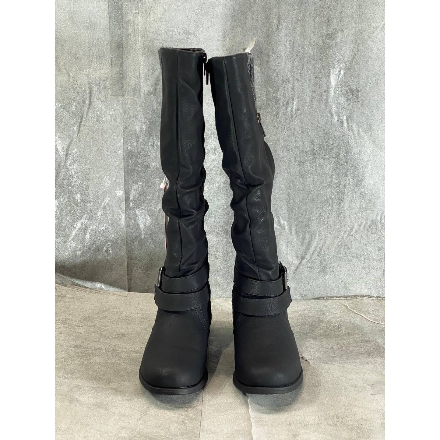 XOXO Women's Black Mayne Extendable Calf Side-Zip Tall Boots SZ 5.5
