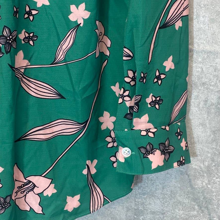 KIMI + KAI Women's Green Floral Grace Surplice V-Neck Maternity Nursing Blouse SZ M