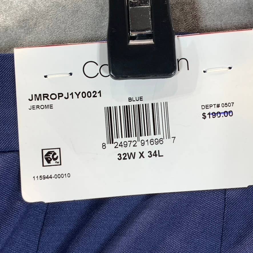 CALVIN KLEIN Men's Blue Slim-Fit Flat Front Dress Pants SZ 32X34