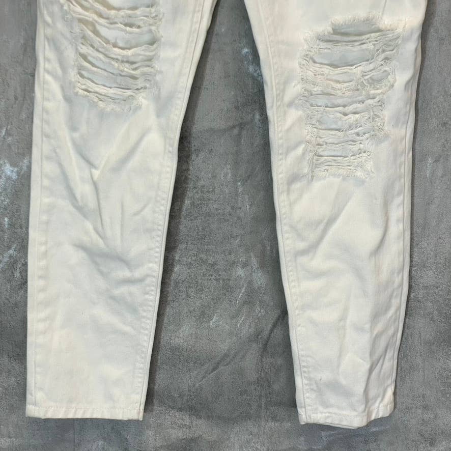 AFRM Women's White Luisa Distressed High-Rise Ankle Crop Skinny Denim Jeans SZ26
