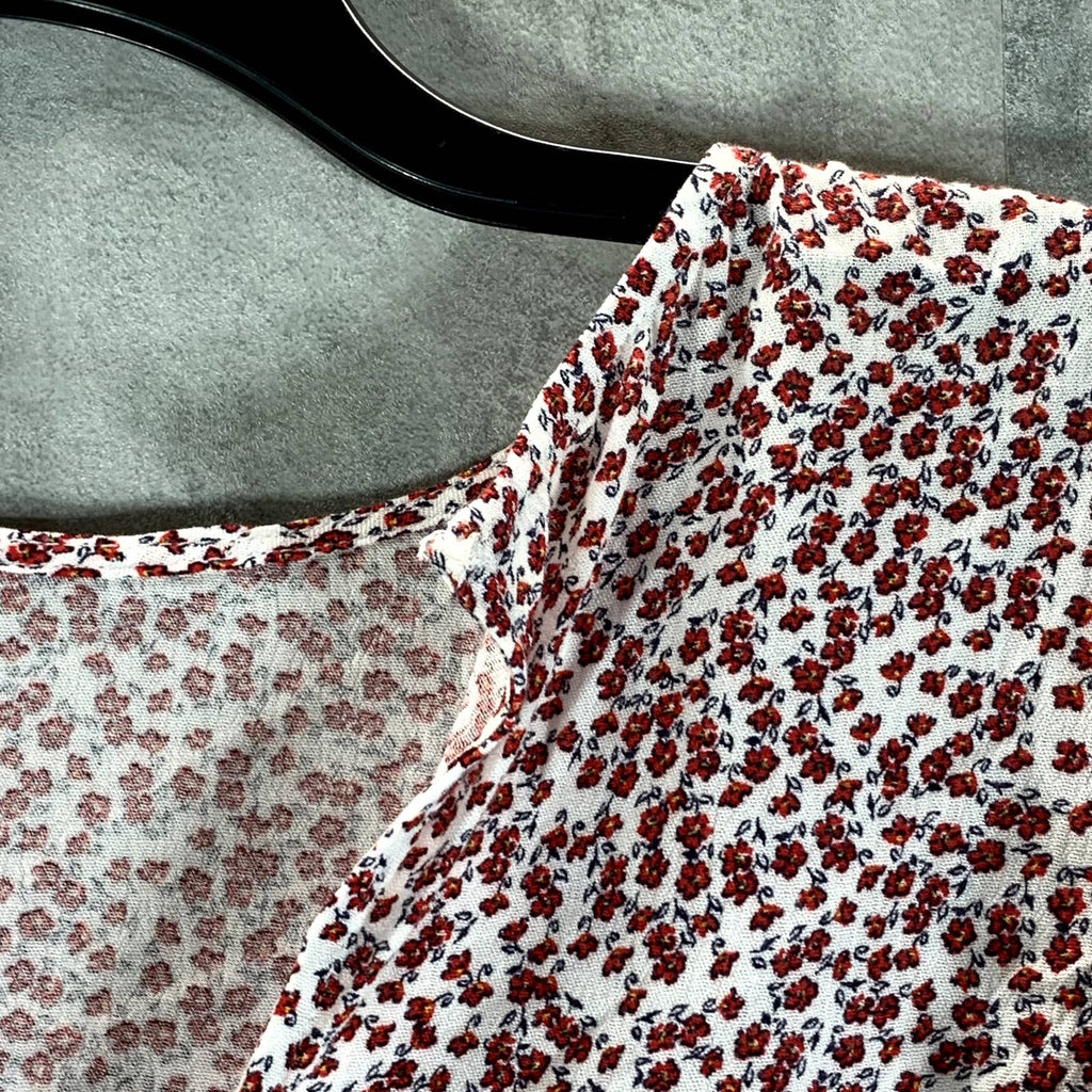 1.STATE Women's Peplum Ditsy Floral-Print Crewneck Short Sleeve Peplum Top SZ XS