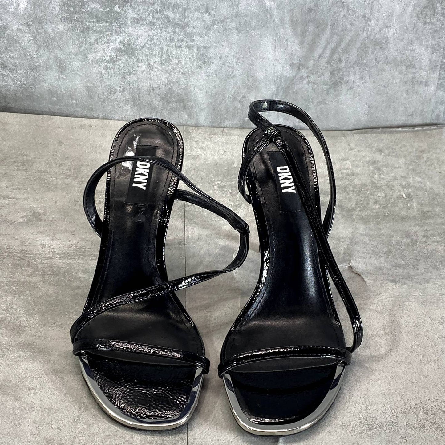 DKNY Women's Black Danielle Square-Toe Strappy Stiletto Dress Sandals SZ 7