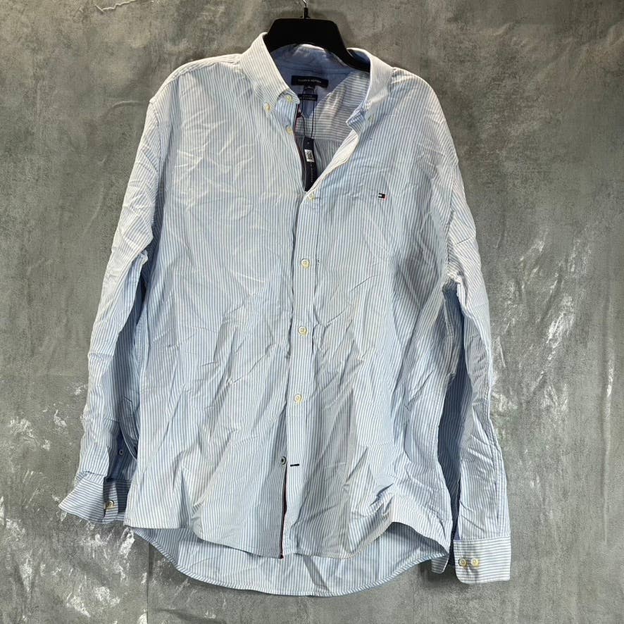 TOMMY HILFIGER Men's Collection Blue Custom-Fit New England Stripe Shirt SZ XL
