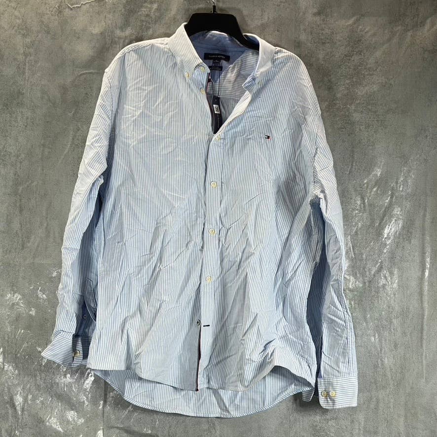 TOMMY HILFIGER Men's Collection Blue Custom-Fit New England Stripe Shirt SZ XL