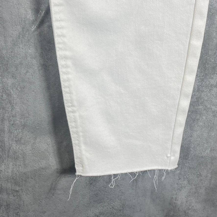 AND NOW THIS Women's White The Perfect Skinny High-Rise Raw-Hem Button-Fly Jeans