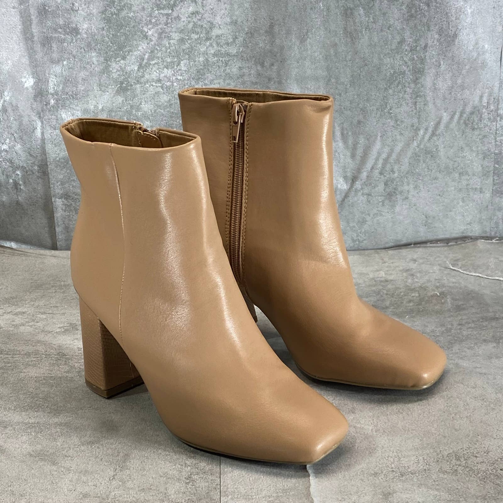 DV By DOLCE VITA Women's Caramel Maudry Square-Toe Block-Heel Dress Booties SZ 6