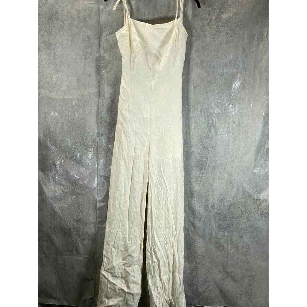 GUESS Women's Cream White Kora Tie-Straps Backless Jumpsuit SZ 4