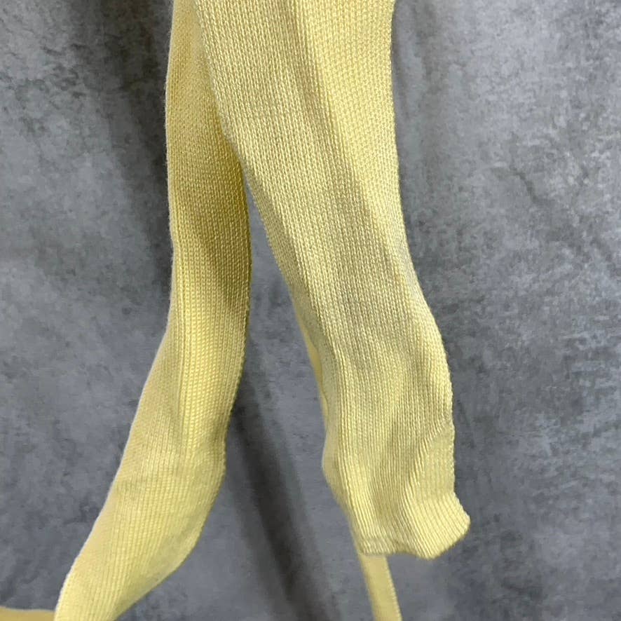 AND NOW THIS Women's Yellow Crewneck Sleeveless Rib Knit Tie-Belt Tank Top SZ L