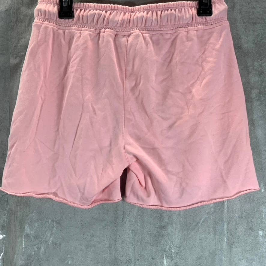 DKNY SPORT Women's Orchid Drawstring Metallic Logo Raw-Hem Pull-On Shorts SZ S