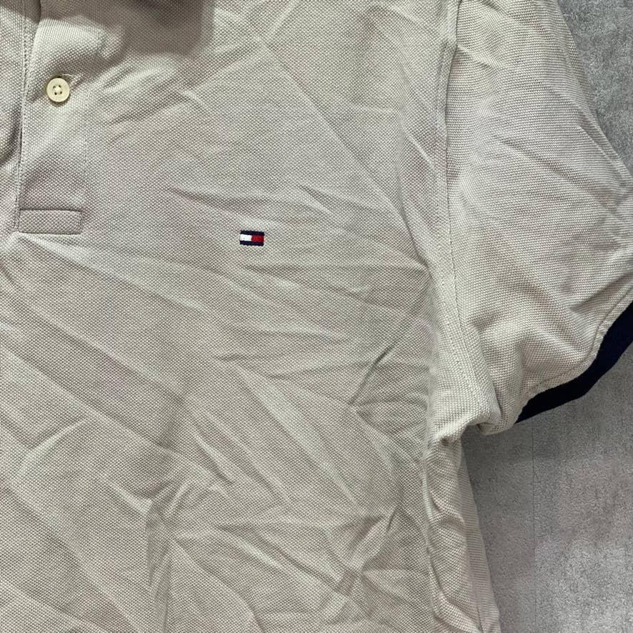 TOMMY HILFIGER Brown Custom Fit Collins Contrast-Collar Polo Shirt SZ L