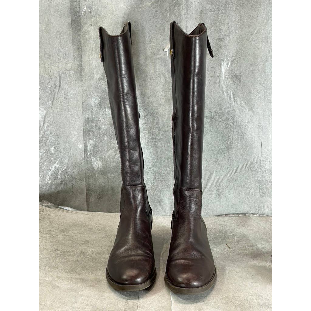 INC INTERNATIONAL Women's Chocolate Leather Fawne Knee-High Riding Boots SZ 8