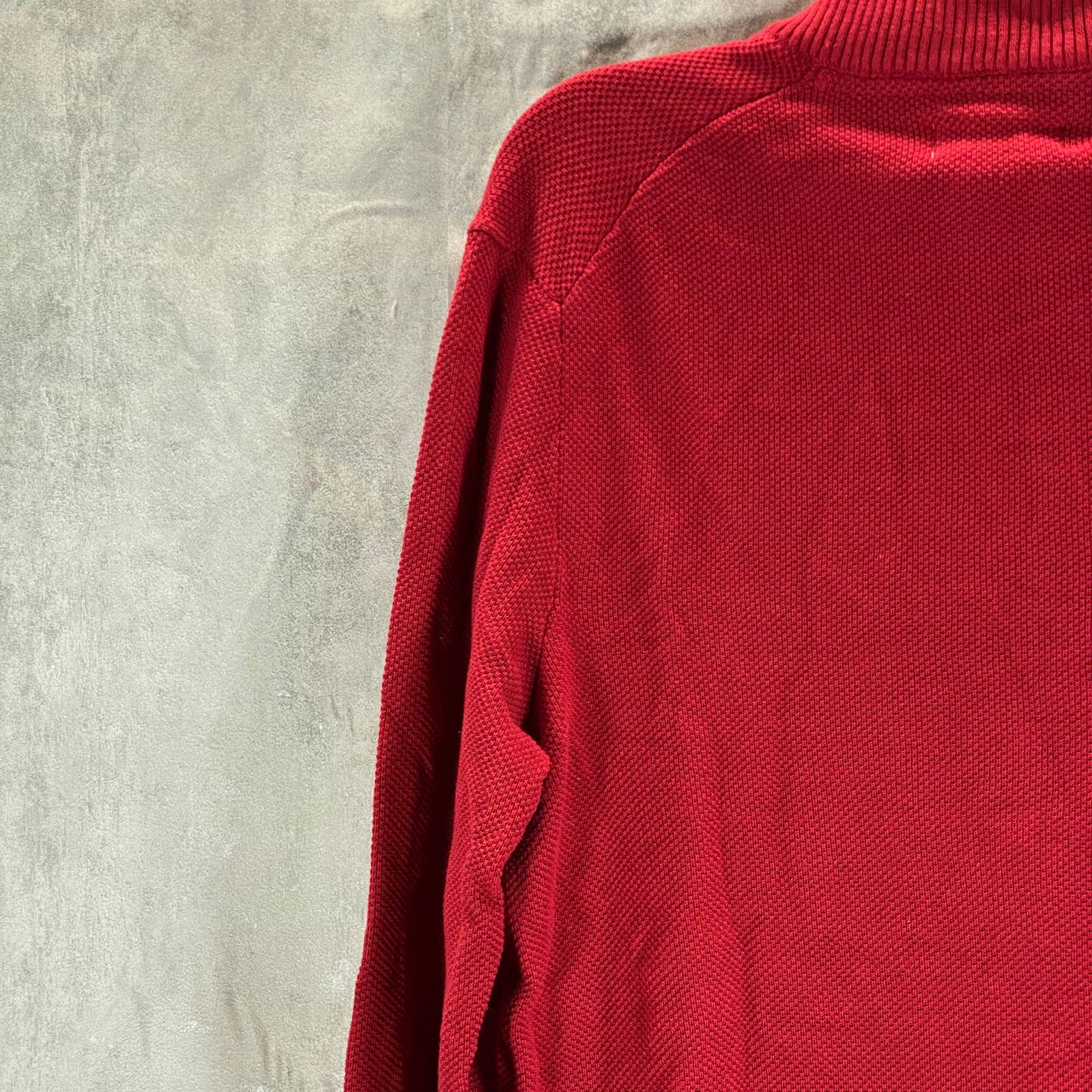 CLUB ROOM Men's Anthem Red Quarter-Zip Stand-Collar Textured Cotton Sweater SZ M