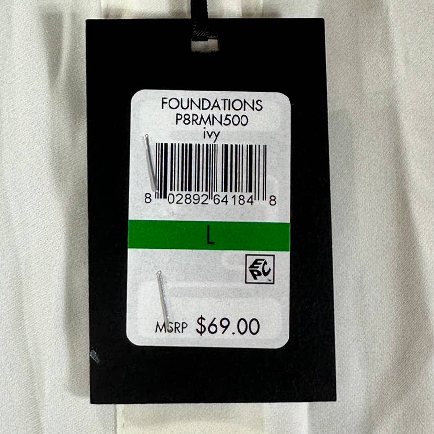 DKNY Women's Ivory Cuffed-Sleeve Hidden-Placket Top SZ L