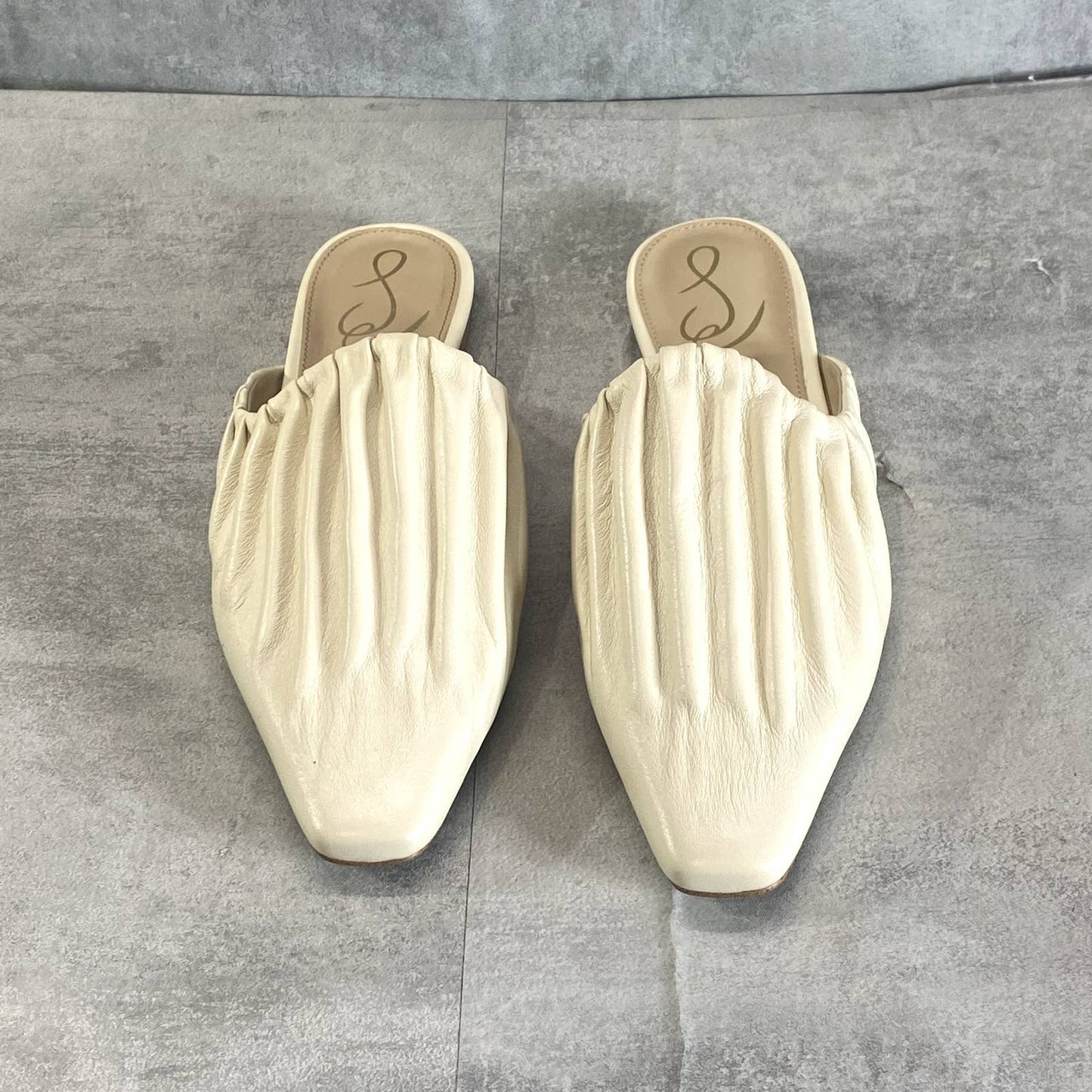 SAM EDELMAN Women's Ivory Leather Cecilia Almond-Toe Slip-On Mule Sandals SZ 9.5