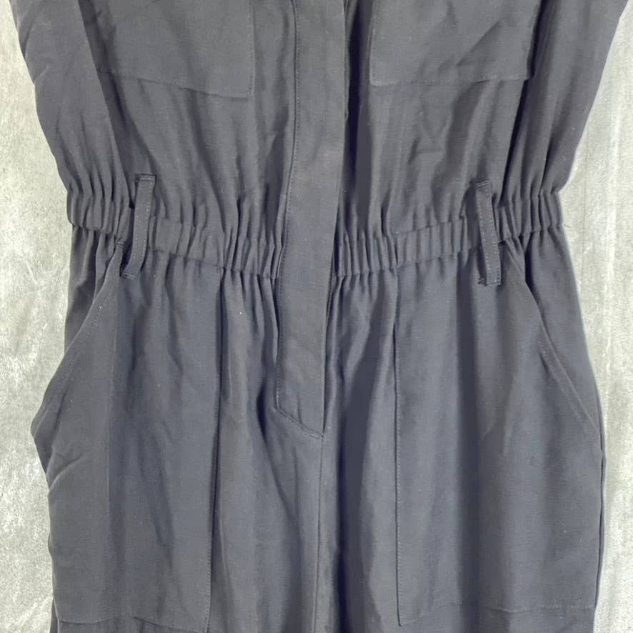 INC INTERNATIONAL CONCEPTS Women's Deep Black Split-Neck Belted Utility Jumpsuit