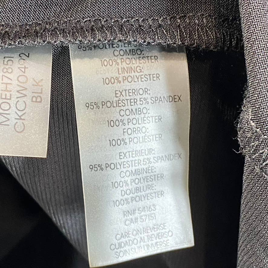 CALVIN KLEIN Women's Black Scoop-Neck Pintuck-Yoke Flutter-Sleeve Top SZ S