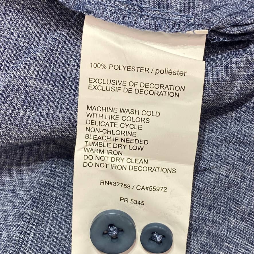 CUBAVERA Big & Tall Blue Pintuck Embroidered Chambray Short Sleeve Shirt SZ 2X