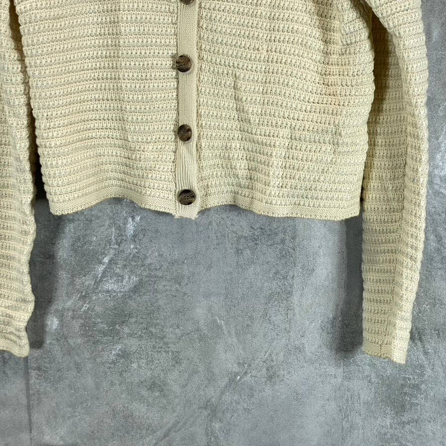 AND NOW THIS Women's Bone V-Neck Knit Dolman Long Sleeve Cardigan SZ M