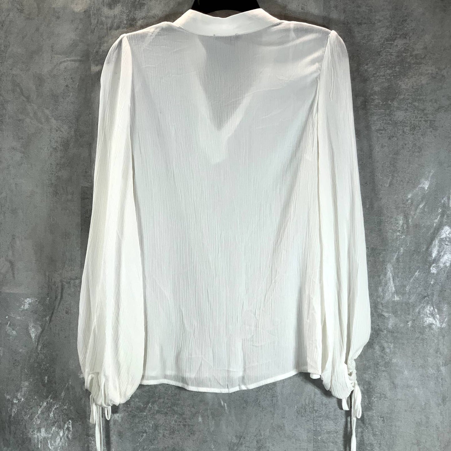 VINCE CAMUTO Women's New Ivory V-Neck Puffed Long-Sleeve Textured Top SZ XS