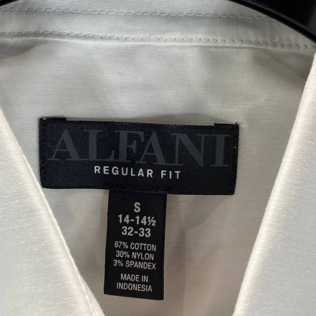 ALFANI AlfaTech Men's White Solid Regular-Fit Dress Shirt SZ S(14-14.5 32/33)