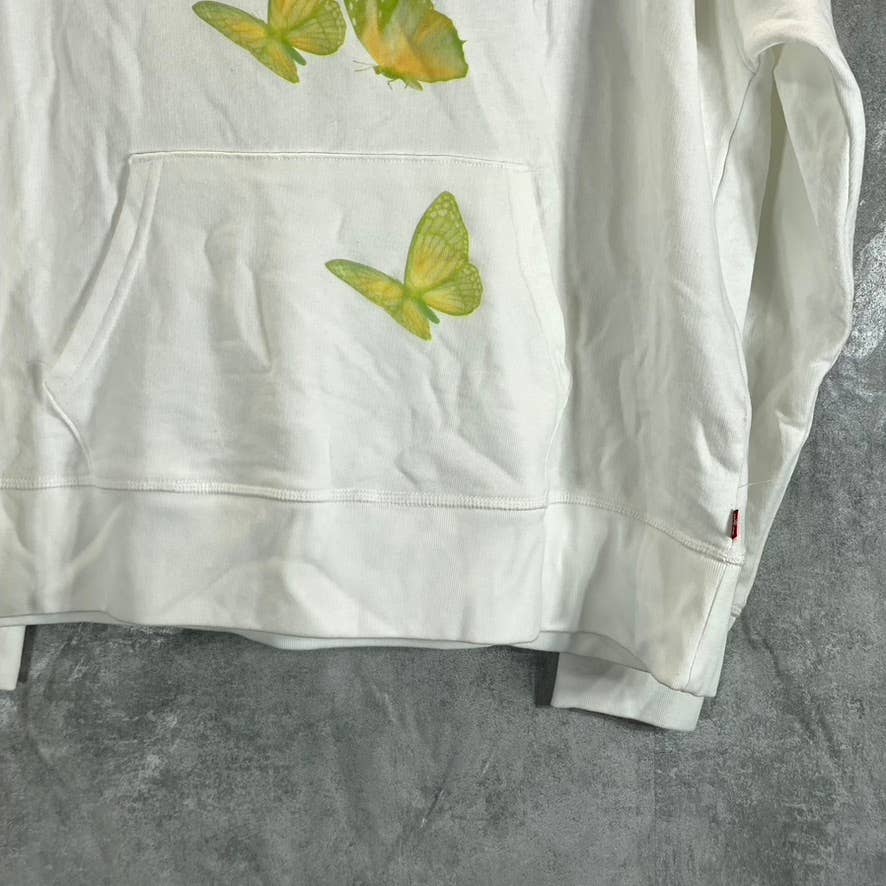 LEVI'S Women's Plus White Dreamy Butterfly Logo Graphic Pullover Hoodie SZ 1X