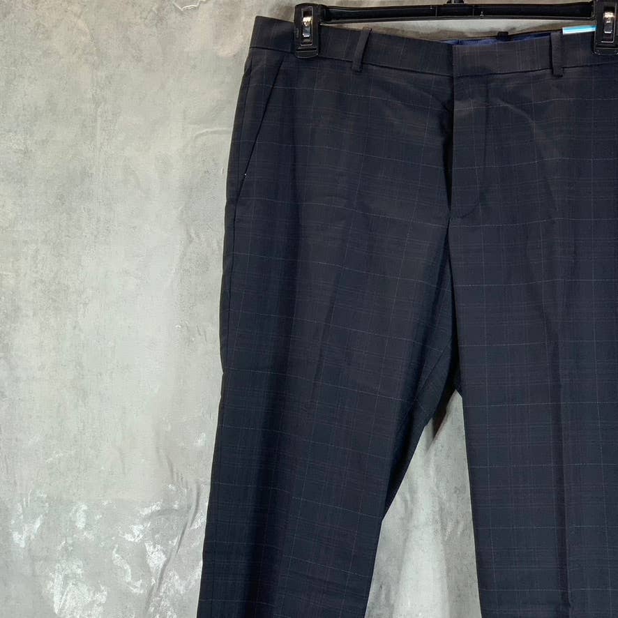 PERRY ELLIS PORTFOLIO Men's Navy Plaid Slim-Fit Performance Stretch Dress Pants