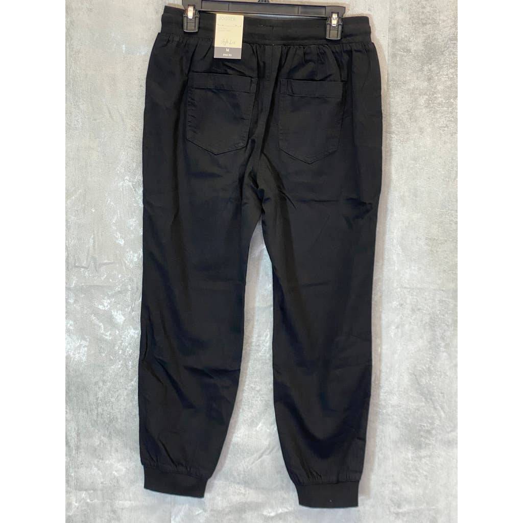 STYLE & CO Women's Deep Black Mid-Rise Comfort Drawstring Waist Utility Jogger Pull-On Pants SZ M