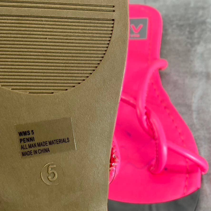 DV DOLCE VITA Women's Fuchsia Penni Toe-Loop Slip-On Flip Flops SZ 5