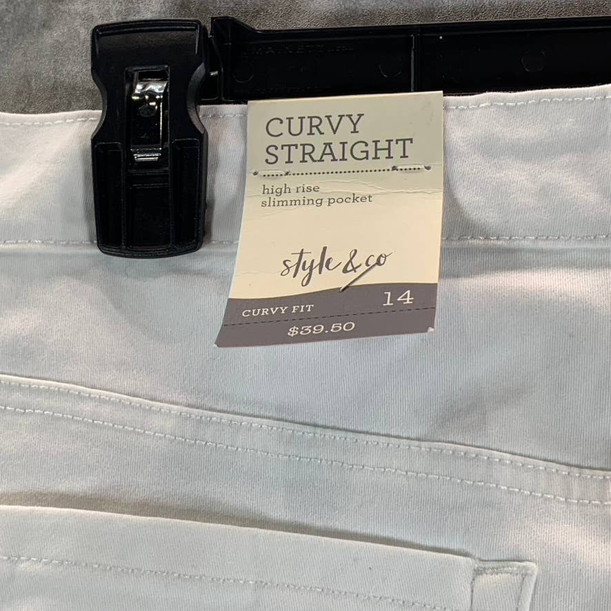 STYLE & CO Women's Bright White High-Rise Curvy-Fit Straight-Leg Denim Jeans