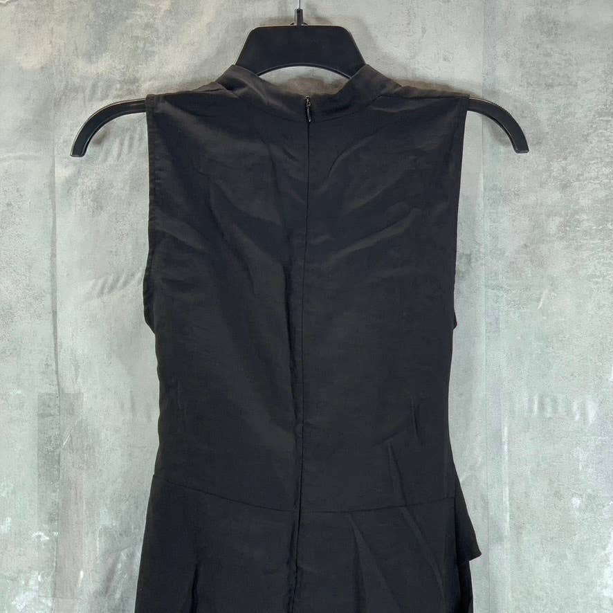 MNG By MANGO Women's Black V-Neck Sleeveless Tie-Waist Fit & Flare Dress SZ 2