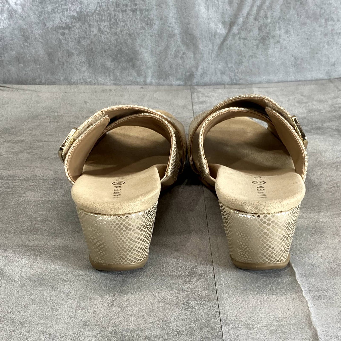 KAREN SCOTT Women's Soft Gold Criss-Cross Elzaa Slide Wedge Sandals SZ 5