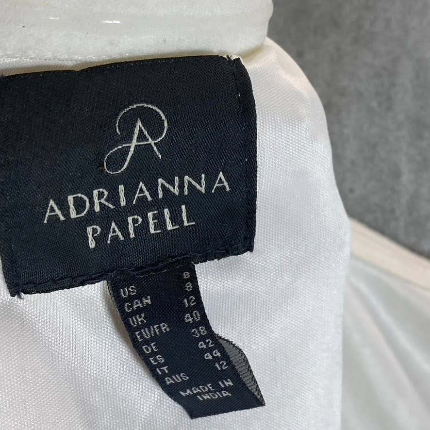 ADRIANNA PAPELL Women's Ivory Bead Embellished Off-The-Shoulder Dress SZ8