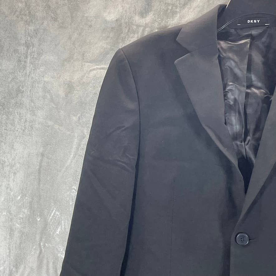 DKNY Men's Solid Black Short Modern-Fit Stretch Two-Button Suit Jacket SZ 36S