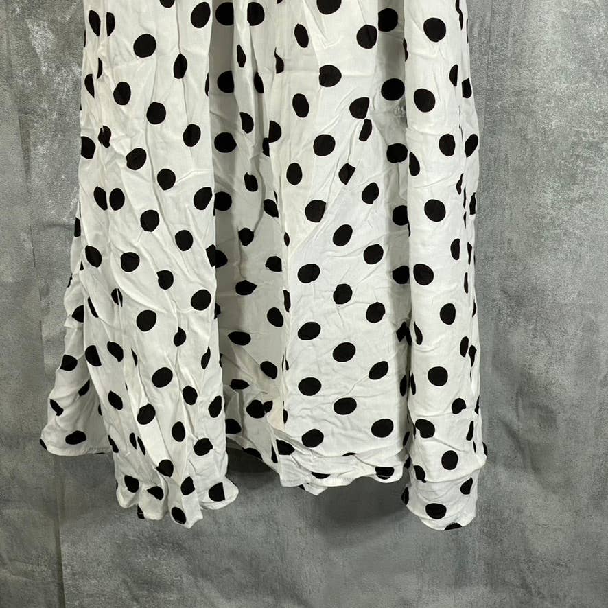 LINE AND DOT Women's White/Black Dot Sunday Polka Dot Midi Dress SZ S