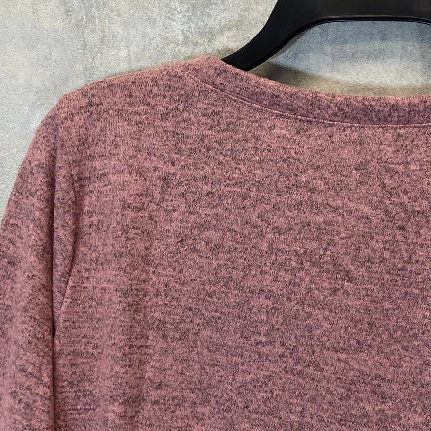 NY COLLECTION Women's Mauve 3/4 Criss Cross Grommet Detail Sleeves Scoopneck Top SZ L