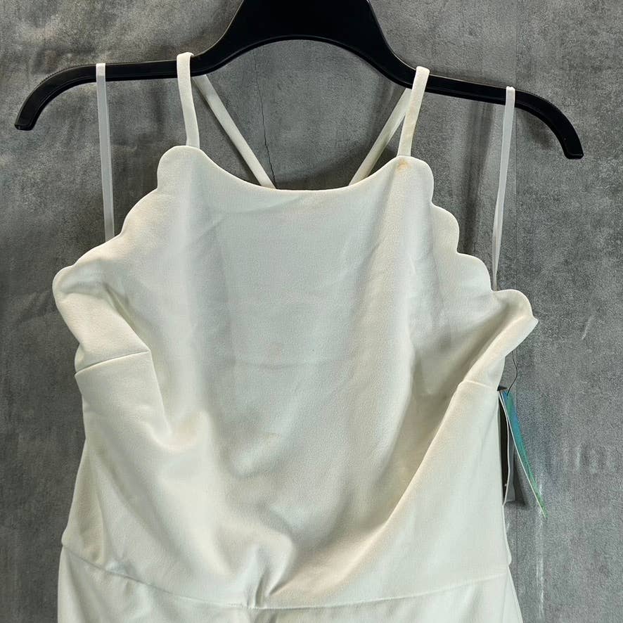 BCX Juniors' Ivory Scalloped Spaghetti Strap Low-Back Bodycon Mini Dress SZ L