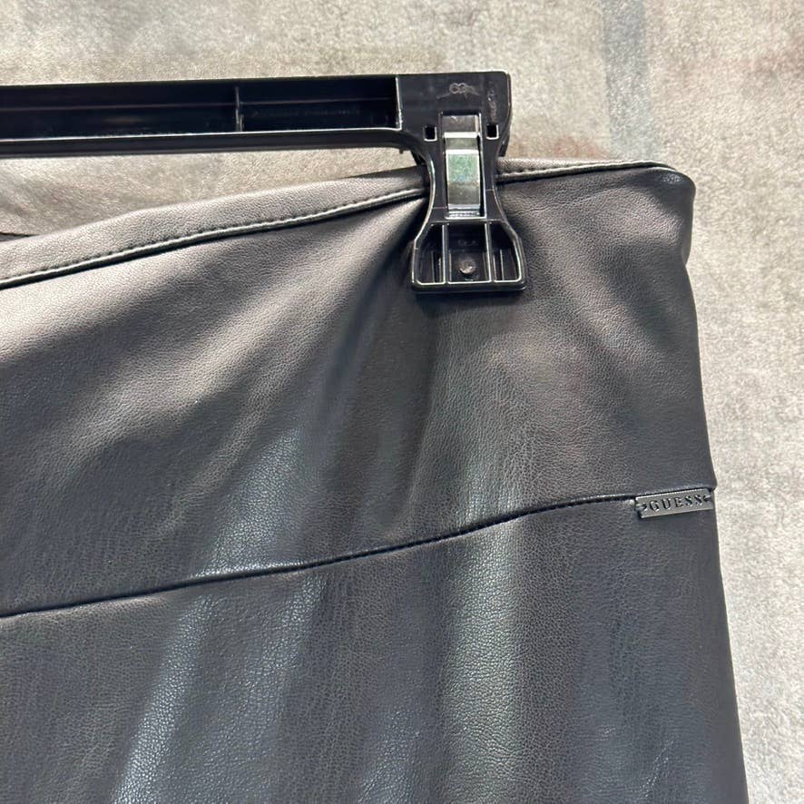 GUESS Women's Jet Black Faux-Leather Priscilla Side Zipper Pull-On Leggings SZXL