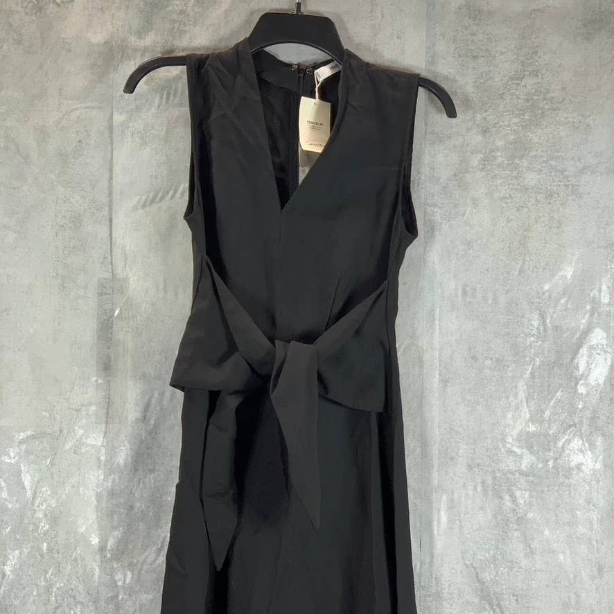 MNG By MANGO Women's Black V-Neck Sleeveless Tie-Waist Fit & Flare Dress SZ 2