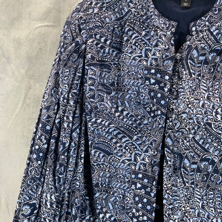 INC INTERNATIONAL CONCEPTS Women's Navy Paisley-Print Button-Up Top SZ S