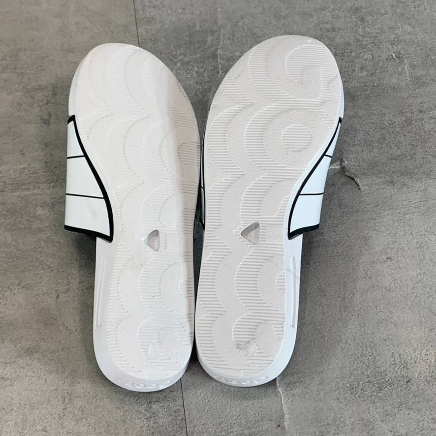 GOATS Big Kid's White/Black The Slide Logo Slide Sandals SZ 2.5