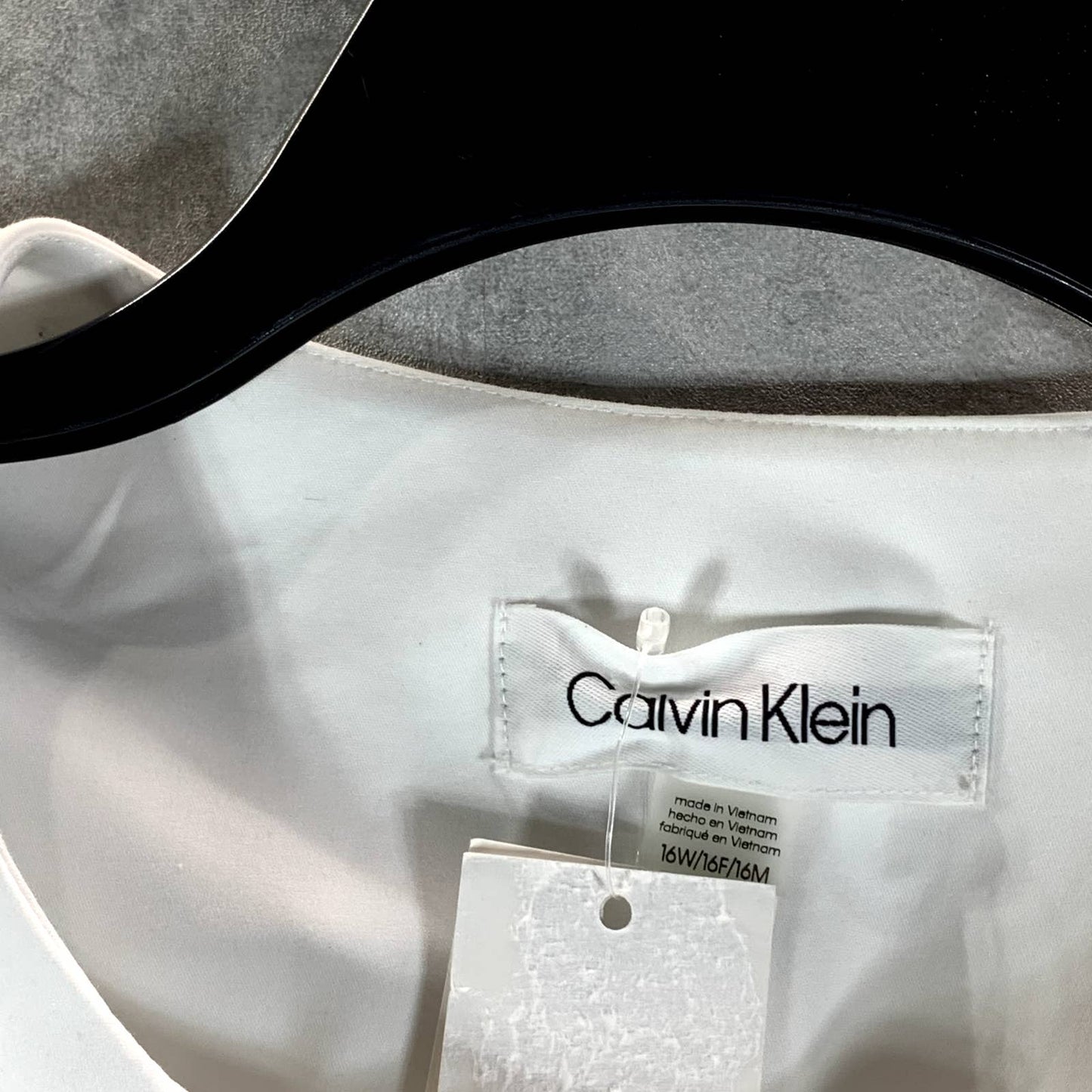 CALVIN KLEIN Women's Plus White Collarless Open-Front Blazer SZ 16W