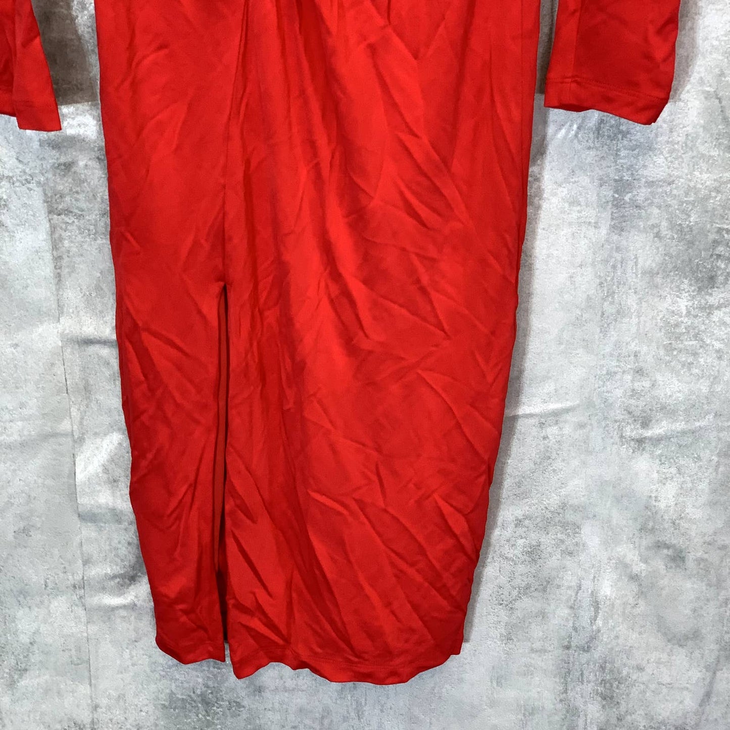 RACHEL ZOE Women's Red Ruched Long Sleeve Side Slit Knee Length Jersey Dress SZ4